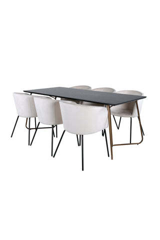Venture Home Petra Matbord , Distressed Copper Black Faner+Berit Stol , Black Beige Velvet_6