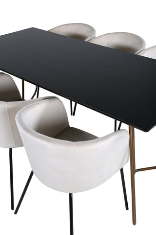 Venture Home Petra Matbord , Distressed Copper Black Faner+Berit Stol , Black Beige Velvet_6