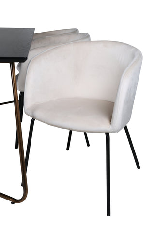 Venture Home Petra Matbord , Distressed Copper Black Faner+Berit Stol , Black Beige Velvet_6