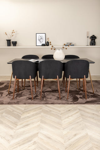 Venture Home Petra Matbord , Distressed Copper Black Faner+Arch Dining Chair , Valnöt Ben , Black Fabric_6