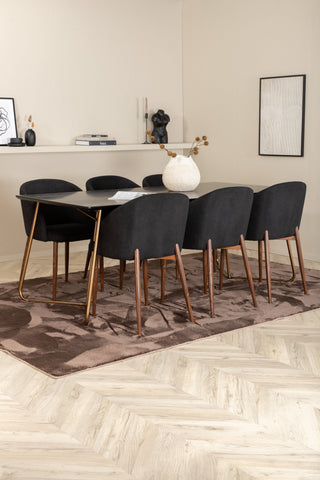 Venture Home Petra Matbord , Distressed Copper Black Faner+Arch Dining Chair , Valnöt Ben , Black Fabric_6