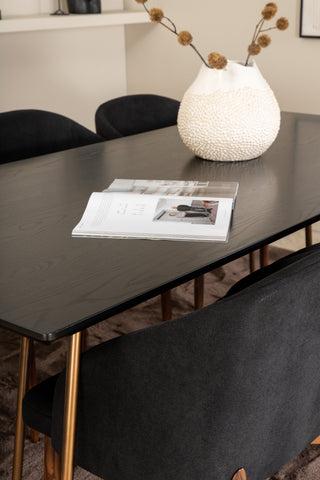 Venture Home Petra Matbord , Distressed Copper Black Faner+Arch Dining Chair , Valnöt Ben , Black Fabric_6