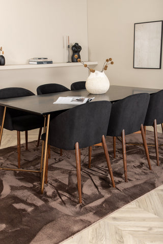 Venture Home Petra Matbord , Distressed Copper Black Faner+Arch Dining Chair , Valnöt Ben , Black Fabric_6