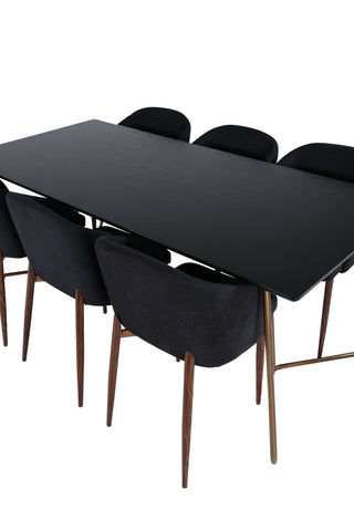 Venture Home Petra Matbord , Distressed Copper Black Faner+Arch Dining Chair , Valnöt Ben , Black Fabric_6