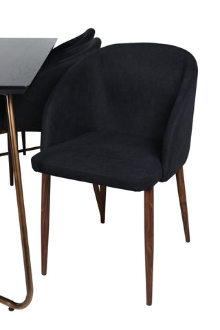 Venture Home Petra Matbord , Distressed Copper Black Faner+Arch Dining Chair , Valnöt Ben , Black Fabric_6