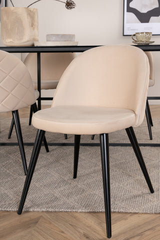 Venture Home Leif Matbord - Svart / Svart rökt rökt Glas+Velvet Stitches Stol - Svart / Beige Velvet_4