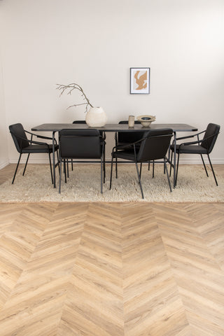 Venture Home Uno Matbord - Svart / Svart Faner+Tvist Stol - Svart / Svart PU_6