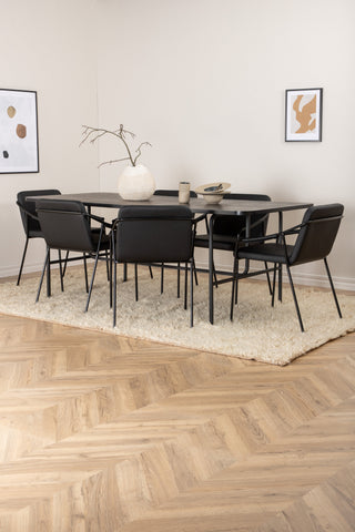 Venture Home Uno Matbord - Svart / Svart Faner+Tvist Stol - Svart / Svart PU_6