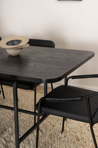 Venture Home Uno Matbord - Svart / Svart Faner+Tvist Stol - Svart / Svart PU_6