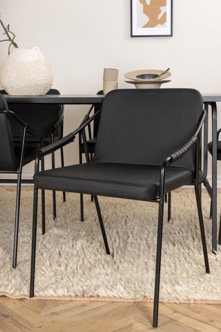 Venture Home Uno Matbord - Svart / Svart Faner+Tvist Stol - Svart / Svart PU_6