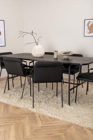 Venture Home Uno Matbord - Svart / Svart Faner+Tvist Stol - Svart / Svart PU_6