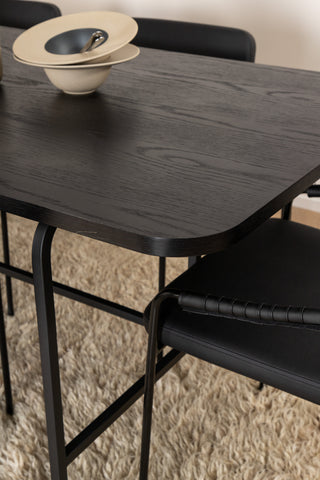 Venture Home Uno Matbord - Svart / Svart Faner+Tvist Stol - Svart / Svart PU_6