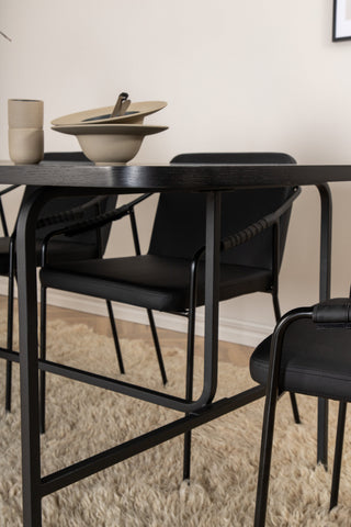 Venture Home Uno Matbord - Svart / Svart Faner+Tvist Stol - Svart / Svart PU_6