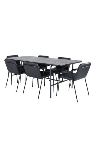 Venture Home Uno Matbord - Svart / Svart Faner+Tvist Stol - Svart / Svart PU_6