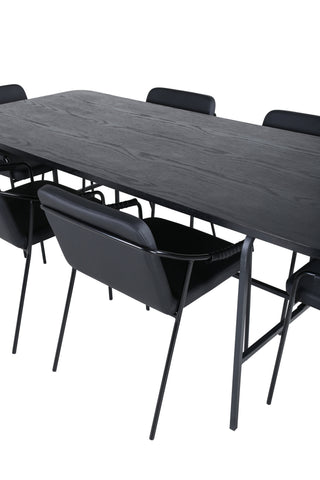 Venture Home Uno Matbord - Svart / Svart Faner+Tvist Stol - Svart / Svart PU_6