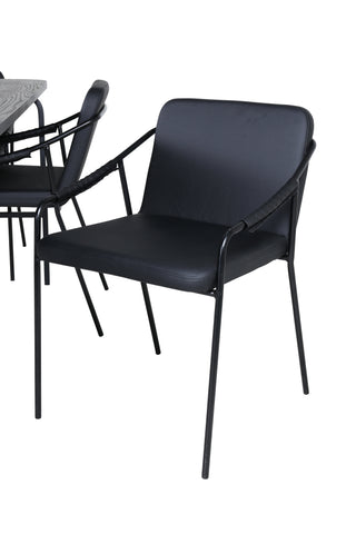 Venture Home Uno Matbord - Svart / Svart Faner+Tvist Stol - Svart / Svart PU_6