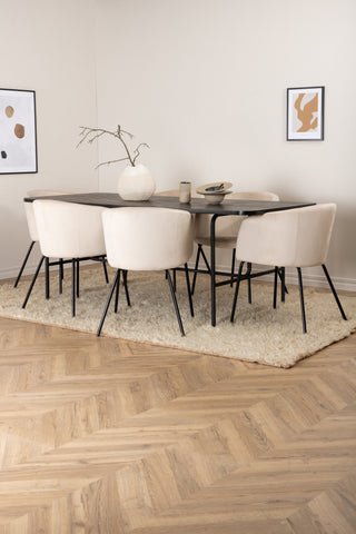 Venture Home Uno Matbord - Svart / Svart Faner+Berit Stol - Svart / Beige Sammet_6