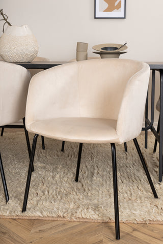 Venture Home Uno Matbord - Svart / Svart Faner+Berit Stol - Svart / Beige Sammet_6