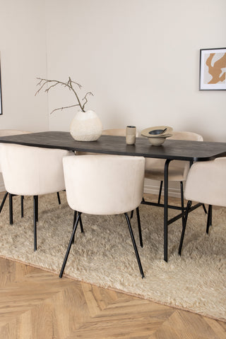 Venture Home Uno Matbord - Svart / Svart Faner+Berit Stol - Svart / Beige Sammet_6