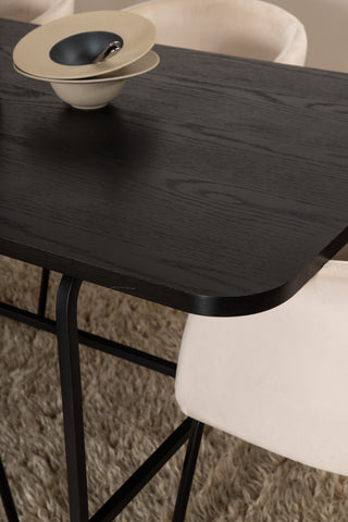 Venture Home Uno Matbord - Svart / Svart Faner+Berit Stol - Svart / Beige Sammet_6
