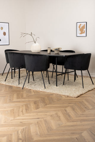 Venture Home Uno Matbord - Svart / Svart Faner+Berit Stol - Svart / Svart Sammet_6