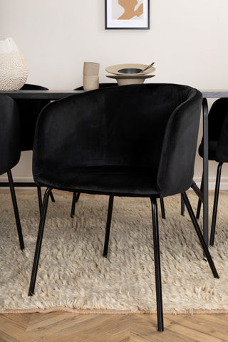 Venture Home Uno Matbord - Svart / Svart Faner+Berit Stol - Svart / Svart Sammet_6
