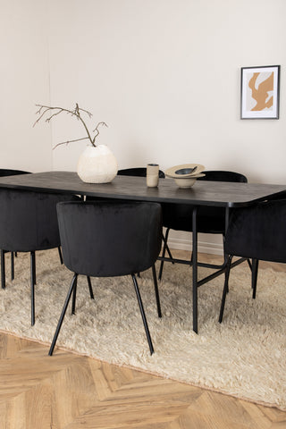 Venture Home Uno Matbord - Svart / Svart Faner+Berit Stol - Svart / Svart Sammet_6