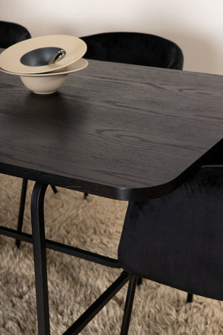 Venture Home Uno Matbord - Svart / Svart Faner+Berit Stol - Svart / Svart Sammet_6