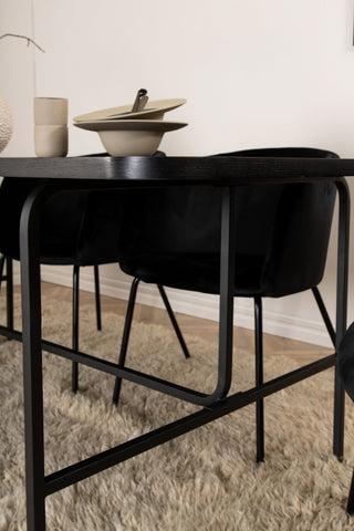 Venture Home Uno Matbord - Svart / Svart Faner+Berit Stol - Svart / Svart Sammet_6