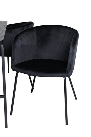 Venture Home Uno Matbord - Svart / Svart Faner+Berit Stol - Svart / Svart Sammet_6