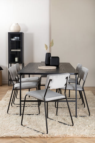 Venture Home Uno matbord - svart / svart faner+Kenth stol - svart / ljusgrå sammet_6