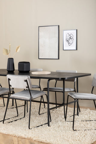 Venture Home Uno matbord - svart / svart faner+Kenth stol - svart / ljusgrå sammet_6