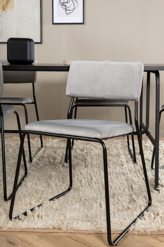 Venture Home Uno matbord - svart / svart faner+Kenth stol - svart / ljusgrå sammet_6