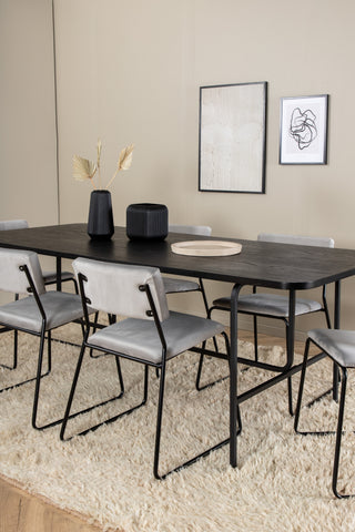 Venture Home Uno matbord - svart / svart faner+Kenth stol - svart / ljusgrå sammet_6