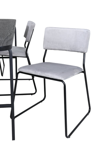 Venture Home Uno matbord - svart / svart faner+Kenth stol - svart / ljusgrå sammet_6