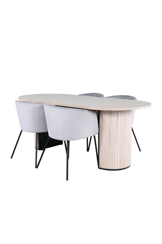 Venture Home Bianca Ovalt matbord - White Wash / Black Faner+Berit Chair - Black / Light Grey Velvet_4