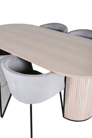Venture Home Bianca Ovalt matbord - White Wash / Black Faner+Berit Chair - Black / Light Grey Velvet_4