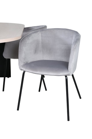 Venture Home Bianca Ovalt matbord - White Wash / Black Faner+Berit Chair - Black / Light Grey Velvet_4