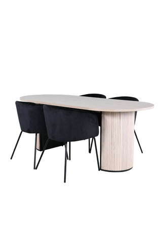 Venture Home Bianca Ovalt matbord - White Wash / Black Faner+Berit Chair - Black / Black Velvet_4