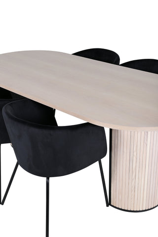 Venture Home Bianca Ovalt matbord - White Wash / Black Faner+Berit Chair - Black / Black Velvet_4