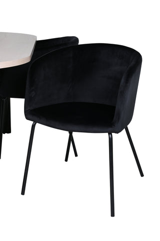 Venture Home Bianca Ovalt matbord - White Wash / Black Faner+Berit Chair - Black / Black Velvet_4