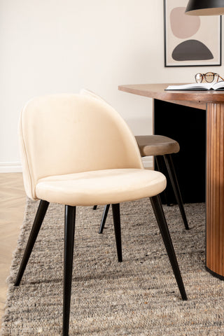 Venture Home Bianca Ovalt Matbord , Valnötsvart Faner+Velvet Stitches Stol , Black Beige Velvet_4