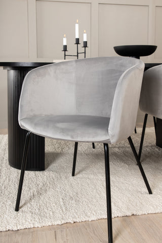 Venture Home Bianca Ovalt matbord - Svart / Svart Faner+Berit Stol - Svart / Ljusgrå Sammet_4