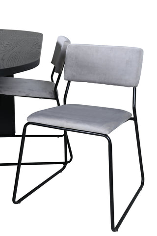 Venture Home Bianca Ovalt matbord - Svart / Svart Faner+Kenth Stol - Svart / Ljusgrå Sammet_4