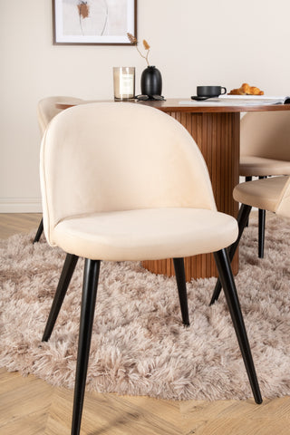 Venture Home Bianca Runt Matbord - Valnöt / Svart Faner+Velvet Stitches Stol - Svart / Beige Velvet_4