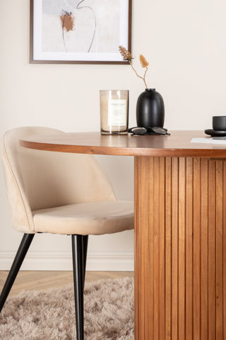 Venture Home Bianca Runt Matbord - Valnöt / Svart Faner+Velvet Stitches Stol - Svart / Beige Velvet_4