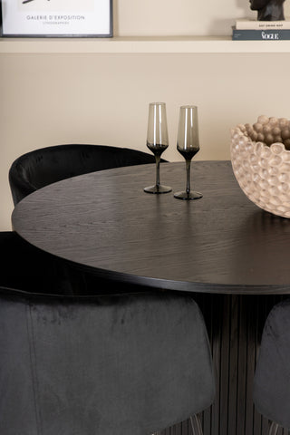 Venture Home Bianca Runt Matbord - Svart / Svart Faner+Berit Stol - Svart / Svart Sammet_4