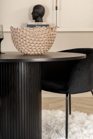 Venture Home Bianca Runt Matbord - Svart / Svart Faner+Berit Stol - Svart / Svart Sammet_4