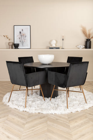 Venture Home Bianca Runt Matbord - Svart / Svart Faner+Petra Stol - Distressed Copper / Black Velvet_4