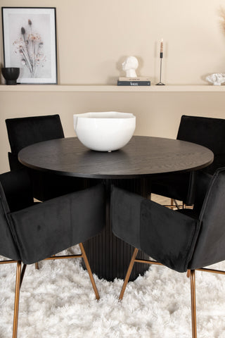 Venture Home Bianca Runt Matbord - Svart / Svart Faner+Petra Stol - Distressed Copper / Black Velvet_4